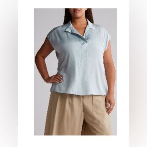 NWT Vince stand collar silk blend shirt